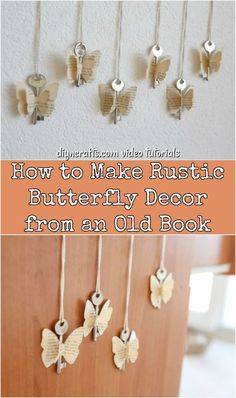 how to make rustic butterfly decor from an old book by diycraftion video tutors