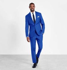 Barcello Blue 3 Piece Men's Blazer Tie Pants Suit Set is perfect for any formal occasion. The lightweight, wrinkle-resistant blend of 75% cotton and 25% polyester provides all-day comfort. The sleek two-button blazer and flat-fronted pants with a zip-up fly and belt loops supply a classic look for special occasions. Polyester，Viscose Button closure Dry Clean Only This suit is made of high-quality fabrics,This kind of fabric is not only soft and comfortable,but also maintains the shape of the sui Blue Business Casual Suit For Spring, Blue Slim Fit Suits With Welt Pockets, Professional Blue Suit With Notch Lapel, Blue Slim Fit Tuxedo Suit, Blue Fitted Suit For Formal Occasions, Professional Blue Tuxedo For Formal Occasions, Blue Slim Fit Suit In Suiting Fabric, Royal Blue Fitted Suits For Work, Blue Slim Fit Suits In Suiting Fabric