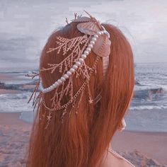 Mermaid Crown Diy, Aesthetic Ariel, Sea Witch Aesthetic, Water Crown, Sea Crown, Mermaid Headpiece, Mermaid Crowns, Mermaid Hair Accessories, Pearl Princess