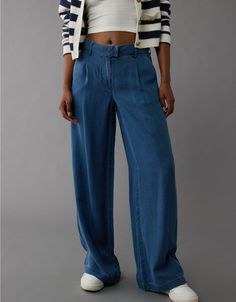 AE Dreamy Drape High-Waisted Wide-Leg Trouser Drapey Pants, White Jeans Men, Athletic Fit Jeans, Jean Trends, Curvy Jeans, Loose Jeans, Medium Wash Jeans, Women Denim Jeans, Fall Fashion Trends