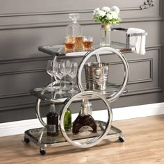 PRICES MAY VARY. 【Safe & Durable】Beverage bar cart is made of metal frame and adopt chrome process sturdy enough and brighter than others. The 3 shelves of storage cart is made of safety-tempered glass, you don't have to worry about the harmful emissions at all. 【Larger Storage Space】The size of 3 tier rolling bar cart is 30.9''W* 17.9''D* 31.5''H, allowing it enough room to hold drinks, snacks or plants on each level as well as making it convenient enough to place in kitchen, entryway, dining r Carts On Wheels, Liquor Bar Cabinet, Mobile Bar Cart, Kitchen Carts On Wheels, Kitchen Carts, Wine Cart, Bar Serving Cart, Family Bar, Modern Bar Cart