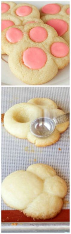 Bunny Paw Thumbprint Cookies ~ These bunny paw thumbprint cookies are very simple and are made from a cookie Betty Crocker bag of cookie mix. Bunny Cookies, Easter Baking, Easter Goodies, Thumbprint Cookies, Cookie Mix, Easter Dinner, Easter Dessert, Easter Brunch, Easter Cookies