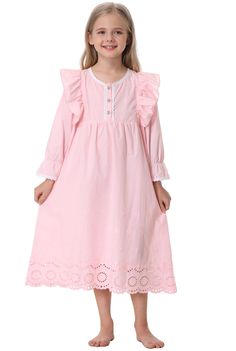 PRICES MAY VARY. Material:soft cotton,lightweight,breathable and comfortable girls nightgown Handmade embroidery flower,pretty hollowed lace wave henming bottom,designed,in an full length,sleeveless,long sleeveless,short sleeveless Care: Regular Machine Washable;Tumble dry low;Hand wash Recommend; Delicate lace hemline with lace square neckline make your girl be a princess,ideal gifts for your sweetheart Girls Embroidered Lace Princess Pajamas,Soft Cotton Pajamas Dress,Nightgown for Girls Cheap Pink Sleep Nightgown, Pink Cotton Nightgown For Sleepover, Pink Ruffled Nightgown For Sleep, Princess Pajamas, Kids Nightgowns, Pajamas Dress, Beaufort Bonnet Pink Nightgown, Toddler Nightgown, Soft Cotton Pajamas