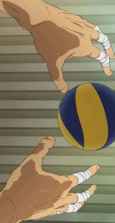 two hands reaching for a ball in the air