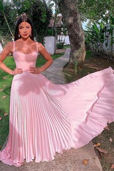 Still not know where to get your event dresses online? Ballbella offer you new arrival Elegant Pink Straps Sleeveless A-Line Prom Dresses at factory price, fast delivery worldwide. Pink Pleated Dress For Prom, Pink Pleated Prom Dress, Pink Pleated Maxi Length Dress, Long Party Gowns, Ruffle Prom Dress, Evening Dress Long, Pink Prom, Cute Prom Dresses