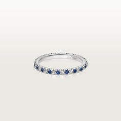 CRB4232000 - Étincelle de Cartier wedding band - Platinum, sapphires, diamonds Cartier Wedding Band, Cartier Diamond Rings, Wedding Ring Platinum, Cartier Wedding Bands, Cartier Wedding Rings, Band Rings Women, Platinum Wedding Rings, White Gold Wedding Bands, White Gold Wedding Rings