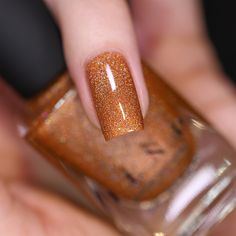 Lively Burnt Orange Ultra Holo™ Nail Polish Holo Nail Polish, Ilnp Nail Polish, Neat Nails, Brown Nail Polish, Brown Nail, Fall Nail Polish, November Nails, Nail Trend, Holographic Nail Polish