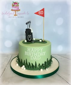 a birthday cake with a golf theme on it