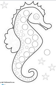 a drawing of a sea horse with stars on the bottom and one line in the middle