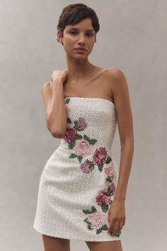 Helsi Frida Rosette Strapless Mini Dress | Anthropologie Awards Outfits, Folklore Fairy, Fame Dr Clothes, Bridal Closet, Queen Summer, Round Dress, Rehearsal Dinner Outfits, Beachy Dresses, Cute Formal Dresses