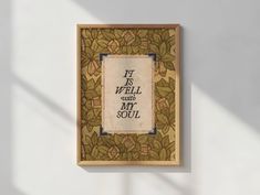 It Is Well With My Soul Wall Art, Vintage Christian Print, Farmhouse Artwork, Antique Floral Poster, Tapestry Print, Retro Christian Decor by ReformandaPrintCo on Etsy Vintage Christian Aesthetic, Farmhouse Artwork, Tapestry Print, Wall Art Christian, Christian Artwork