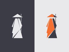 two different types of umbrellas and one is orange