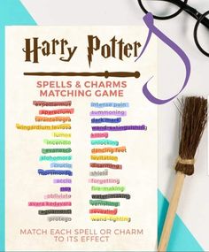 a harry potter spell and charms matching game