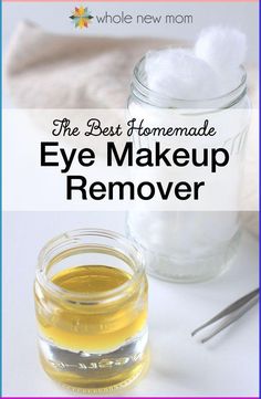 Did you know that there are 82,000  chemicals in use in the US today, and only 1/4 of them have been tested for safety. I try to buy clean personal care products and make as many of them as I can. I tried a bunch of Homemade Eye Makeup Removers and this one worked the best. Ditch the toxins, save money, and make it yourself! Eye Makeup Remover Diy, Natural Eye Makeup Remover, Homemade Eye Makeup Remover, Makeup Remover Recipe, Homemade Makeup Remover, Mascara Remover, Diy Makeup Remover, Makeup Removers, Homemade Makeup