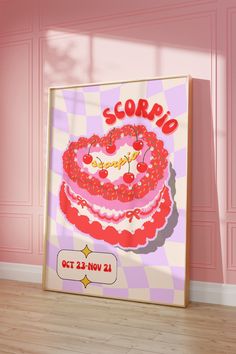 a pink and white poster with the words sororo on it in front of a pink wall