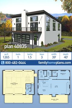 two story house plan with floor plans and measurements