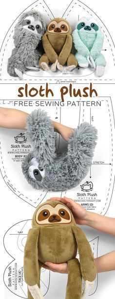 the sloth plush sewing pattern is easy to sew, and it's perfect for beginners