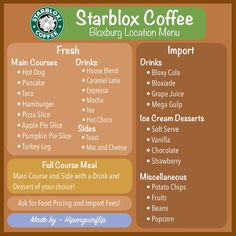 the starbucks coffee menu is shown here