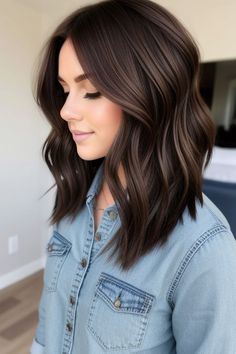 32 Stunning Old Money Brunette Hair Ideas That Exude Elegance And Class - Glamour Corner Fair Skin With Dark Hair, Brunette With Grey Eyes, Layered Medium Brown Hair, Dark Brown Hair Ideas For Fall, 2025 Brunette Hair Trends, Long Bob Hairstyles Brown Hair, Ways To Cover Gray Hair Dark Brown, Mid Length Hair Balayage Brunettes Dark Brown, Medium Length Dark Hair Styles