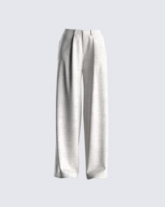 When you wanna wear sweats, while still looking put together - these grey heather jersey pants are your dream come true 😏 Made from fleece fabric, and complete with a  high-waisted and wide-leg fit for a look that is both cozy, stylish, and versatile 🤍 Luxury Gray Lounge Pants, Sheinsweat Pants, Luxury High-waist Gray Bottoms, Luxury Elegant Gray Pants, Luxury High Waist Gray Bottoms, Boys White Sweat Pants, Luxury Gray Pants For Women, Cheap Gray Pants, Luxury Gray Pants