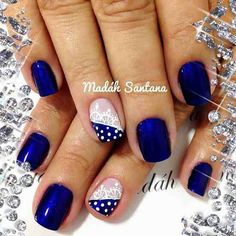 . Blue Nail Art Ideas, Makeup Nails Designs, Pretty Nail Colors, Blue Nail Art, New Nail Art, Blue Nail, Gel Nail Designs, Cool Nail Designs, Fancy Nails