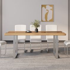 Create an ultimate functional and attractive dining room with this modern dining table. This rectangular table boasts a natural live-edge wood top and comfortably seats 8 people. Natural wood and clear acrylic make the perfect match to make the ultimate statement piece for your room. Come with a durable metal sled base, which ensures stable support. Perfect for everyday meals or to accommodate all your guests at gatherings. Natural Wood Dining Table, Wood River, Rectangle Dining Table, Live Edge Wood, Modern Dining Table, Live Edge, Rectangular Table, Wood Dining Table, Perfect Match