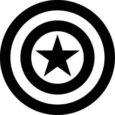 the captain's shield logo in black and white with a star on it,