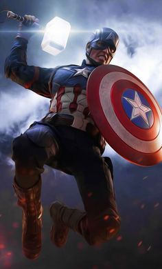 captain america flying through the air with his shield