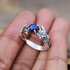 Silver Floral Ring, Lapis Lazuli Ring, Celestial Ring, 925 Sterling Silver Ring, Handmade Ring, Weeding Ring, Anniversary Gift For Her 》D E T A I L S《 Gemstone: Natural Lapis Lazuli Gem Color: Blue Stone Shape: Round Metal: 925 Sterling Silver Purity: 925 Parts Per 1000 Setting Type: Prong Set Silver Polish: High Ring Size: All Size Available Please note that there Can be slight variations in stone texture and color shades in the actual product that you receive. The stone quality or grade will b Lily Ring, Celestial Ring, Lapis Lazuli Jewelry, Lapis Ring, Silver Polish, Lapis Lazuli Ring, Floral Ring, Stone Texture, Anniversary Gift For Her