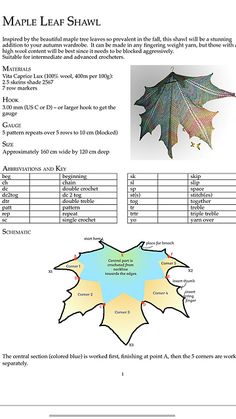 the maple leaf shawl is shown in this diagram