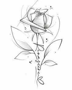 a drawing of a rose with the word love on it