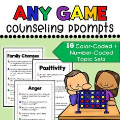 Any Game counseling prompts for elementary The Responsive Counselor Counseling Questions, Therapeutic Games, Group Counseling Activities, Individual Counseling, Group Counseling, Yellow Card, Counseling Kids, Guidance Lessons