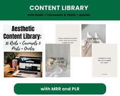 an advertisement for content library with images and text