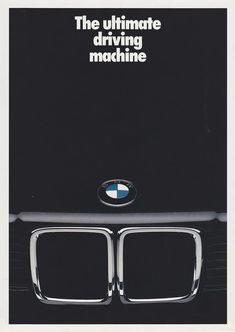 an advertisement for the new bmw brand, featuring two chrome grilles and a black background