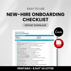 Having an effective new hire onboarding checklist ensures that new employees are welcomed properly and have all the resources they need to begin their new role successfully. Onboarding checklists are not only a best practice in human resources management but are also beneficial for both the employer and the new employee. Now you can unlock the full potential of your HR department with our Ultimate New Hire Checklist & Onboarding Guide, the essential checklist for any business looking to streamline their hiring process. Perfect for ensuring a smooth transition for new employees and enhancing your team's productivity from day one. 🌟 Why you should have one? 📌 Organization: It keeps the onboarding process organized and ensures that no critical steps are missed.  📌 Consistency: It ensures t Human Resources Management, Hr Department, Onboarding Process, Hiring Process