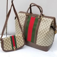 Auth Rare Vintage Gucci Gg Web Travel Boston Weekender Doctor's Bag Train Case And Vintage Gucci Supreme Horsebit Shoulder Bag 2 Piece Bag Set Wonderful Very Collectible Authentic Vintage Gucci Gg Web Designer Travel Suite Train Case Luggage Unisex Bag With Great Features Made To Last A Lifetime Sturdy And Classic,This Weekender Travel Bag Will Get You Traveling In Style For Business Or Pleasure . Buy The The Set For You And Your Sweetheart To Enjoy! *Great Pre-Owned Vintage Condition With Some Travel Boston, Travel Train, Boston Travel, Weekend Travel Bags, Doctor Bag, Train Case, Absolutely Fabulous, Web Designer, Boston Bag