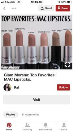 Makeup Pinterest, Mac Lipsticks, Makeup Lessons, Nude Lips, Natural Lipstick, Pinterest Makeup, Lipstick Swatches, Face Forward, Makeup To Buy