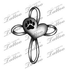 a dog paw and heart tattoo on a white background