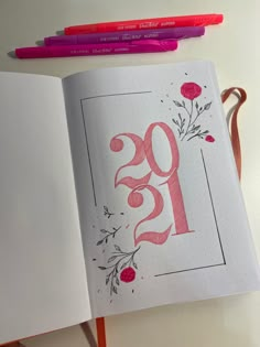 Bullet Journal 2021 #2021 #BulletJournal #Bujo #year Bujo Cover Page Ideas New Year, New Year Journal Ideas Aesthetic, Bujo Year Cover Page, Year Page Bullet Journal, Journal 2023 Cover, Year Cover Page Bullet Journal, Bullet Journal New Year Page, Bullet Journal Year Page, New Year Bullet Journal Cover