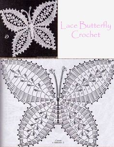 the butterfly is made with crochet and has been designed to look like an intricate lace