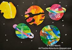 an art project for kids that includes paper plates with different shapes and colors on them