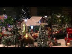 a christmas village with lots of trees and lights