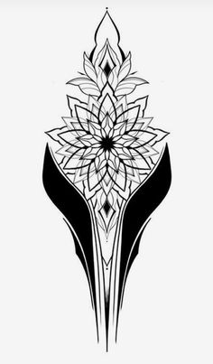 a black and white drawing of a flower