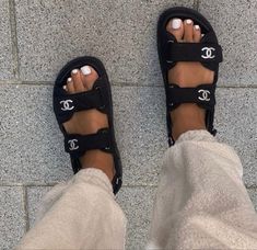 Chanel Slides, Sandals Outfit, Chanel Sandals, Slides Sandals, Dream Shoes, Trendy Shoes