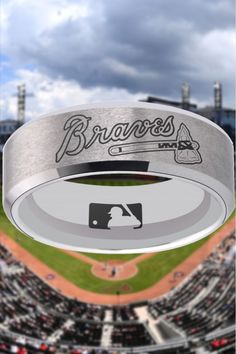 an aerial view of a baseball field with the word braves on it