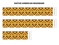 the native american headband pattern is shown in yellow and brown colors, with triangles on it