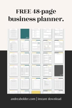 an image of a business planner with the text free 4 - page business planner