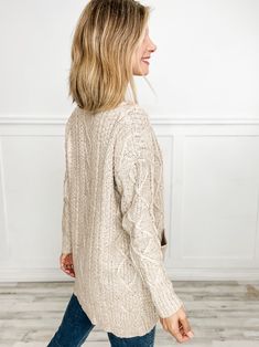 Add a cozy touch to your wardrobe with our Open Front Cable Cardigan with Pocket. This stylish cardigan features a classic cable knit design and an open front for a relaxed, effortless look. The practical pocket adds convenience, making it perfect for everyday wear. Whether layered over a simple tee or paired with your favorite outfit, this cardigan combines warmth and elegance for a versatile wardrobe staple. Fabric Contents: 100% POLYESTER Cream Cable Knit Sweater Coat For Layering, Cream Cable Knit Outerwear For Layering, Cable Knit Open Front Outerwear For Layering, Open Front Cable Knit Sweater Coat For Layering, Cable Knit Open Front Sweater Coat For Layering, Winter Cable Knit Cardigan For Everyday, Cable Knit Outerwear, Casual Cable Knit Outerwear With Open Front, Casual Cable Knit Cardigan For Everyday