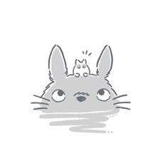 a drawing of a cat with an animal on top of it's head in the water