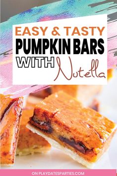 easy and tasty pumpkin bars with nutella are the perfect treat for fall or halloween